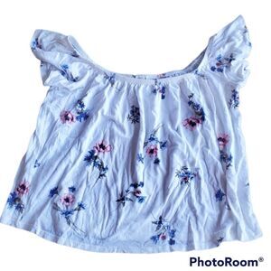 Garage off Shoulder Floral Crop Top Small